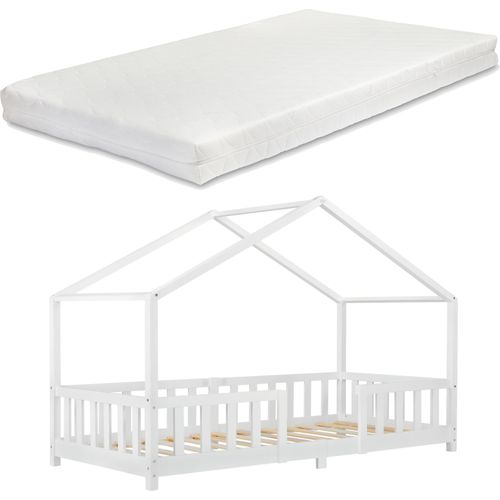 Kinderbett 'Treviolo' mit Matratze und Rausfallschutz 90x200cm Weiß
