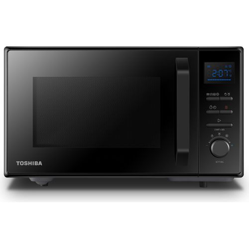 Toshiba MW2-AC25TF(BK) 4-in-1 Mikrowelle mit Heißluft & Grill & Kombi Funktion / 25L / 900W / 1100W Grill / 2100W Heißluft/Emaille Innenraum/Drehteller mit Positionsspeicher/Schwarz [Energieklasse A]