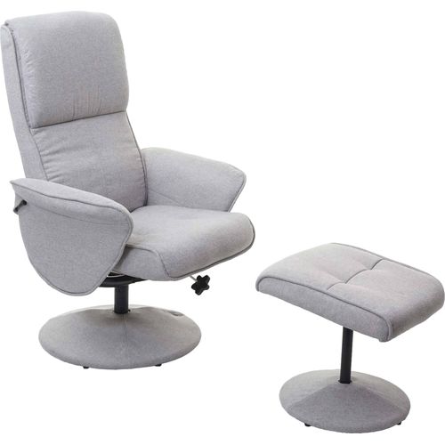 Relaxsessel Helsinki, Fernsehsessel Relaxliege TV-Sessel mit Hocker Stoff/Textil, hellgrau