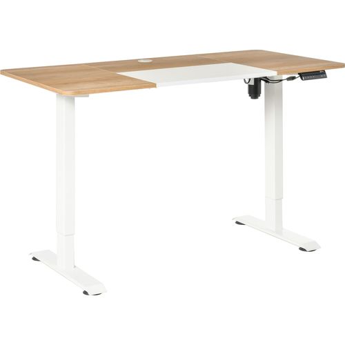 Vinsetto Elektrischer Schreibtisch Computertisch höhenverstellbar Stehschreibtisch Bürotisch Schreibtischständer Metall Spanplatte Natur+Weiß 140 x 70 x 72-116 cm