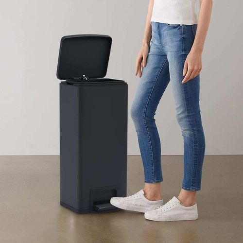 Mülleimer mit Pedal Anti-Fingerabdruck 30 L Schwarz Edelstahl