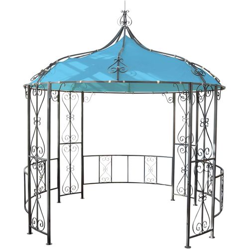 Pergola Almeria, Rundpavillon Garten Pavillon, stabiles Stahl-Gestell Ø 3m türkis