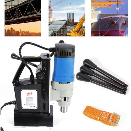 1680W Magnetkernbohrmaschine Stahlplatte Bohrer Kernbohrmaschine (13800N, Max. Tiefe 50mm220V) Magnetbohrer Elektromagnetische Industrielle Bohrmaschine Blau