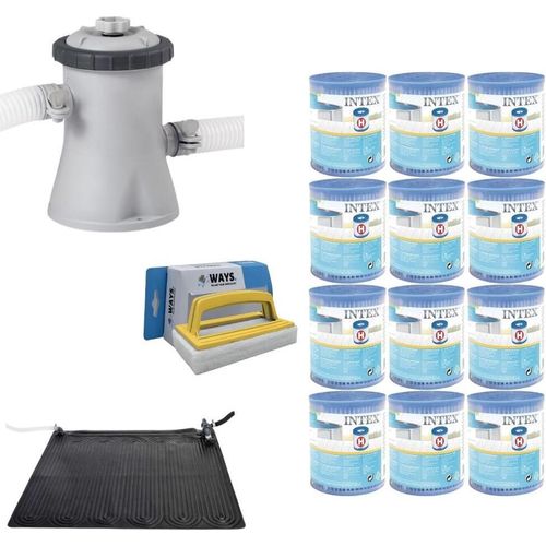 WAYS - Poolpflege - Poolheizung & Filterpumpe 1250 L/u & 12 Filter Typ H & WAYS Scheuerbürste