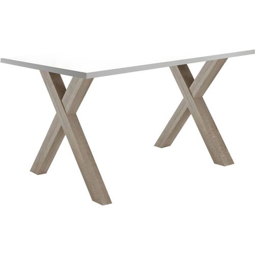 Computertisch Edie 7 160 x 70 x 75 Schreibtisch eiche sägerau/weiß matt lack 13680