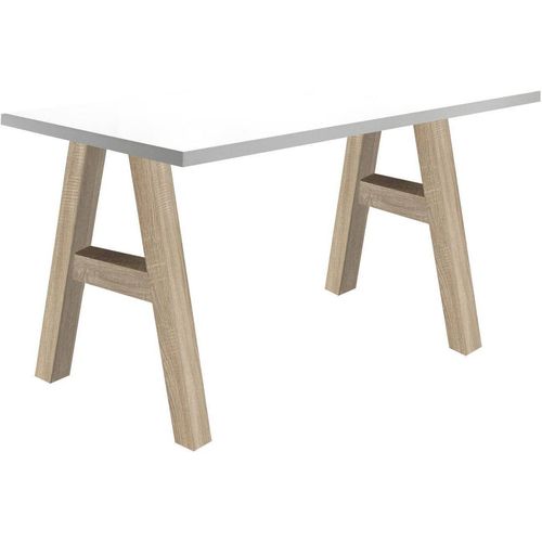 Schreibtisch Edi 1 120 x 70 x 75 Computertisch eiche sägerau/weiß matt lack 13615