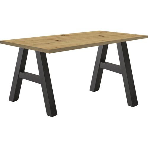 Schreibtisch Edi 6 140 x 70 x 75 Bürotisch schwarzstahl/asteiche 13634