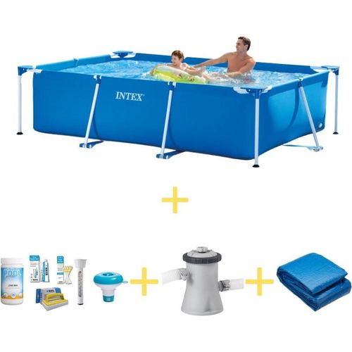 Intex Frame Pool - 260 x 160 x 65 cm - Inklusive WAYS Wartungspaket, Filterpumpe & Bodenplane