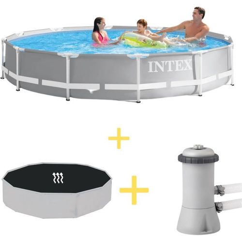 Intex Prism Frame Pool - 366 x 76 cm - Inklusive Solarsegel & Filterpumpe