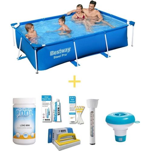 Bestway Pool - Steel Pro - 259 x 170 x 61 cm - Inklusive WAYS Wartungspaket