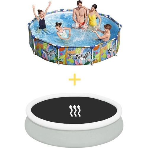 Bestway Pool - Steel Pro - Tiere - 305 x 66 cm - Inklusive Solarsegel