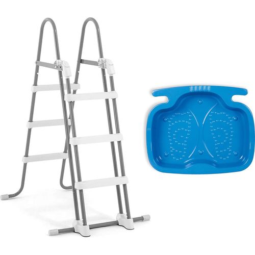 INTEX 28075 - Sicherheitsleiter (91cm - 107cm) + INTEX 29080 Fußbad