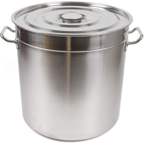 Kochtopf Suppentopf 70L Edelstahl Suppenkübel mit Deckel Große Kapazität Edelstahl-Suppentopf Universaltopf (Silber)