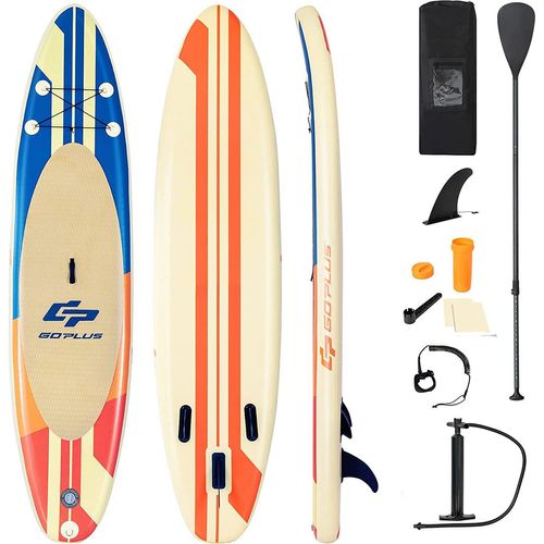 COSTWAY 335 x 76 x 15cm Stand Up Paddling Board, SUP Board aufblasbar, Paddelboard mit Sicherheitsleine, Paddel, Pumpe, Center Finne, Rucksack und Reparaturset