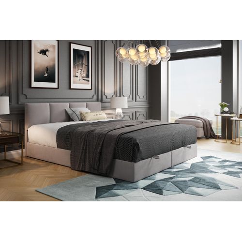 TRADA Royal Boxspringbett 140x200 mit Bonell H3 Matratze Topper 5 cm Grau