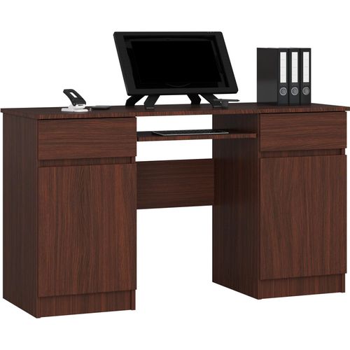 Schreibtisch AKORD A5 Wenge mit 2 Schubladen und 5 Ablagen B135 x H77 x T50 cm