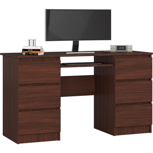 PC-Schreibtisch AKORD A11 Wenge mit 6 Schubladen B135 x H77 x T50 cm