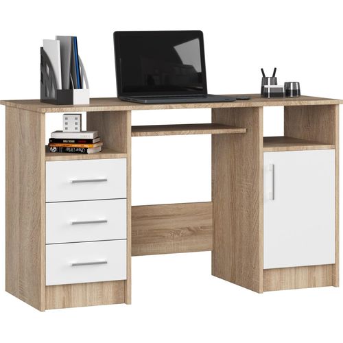 PC-Schreibtisch AKORD ANA Sonoma-Eiche Front Weiß B124 x H74 x T52 cm