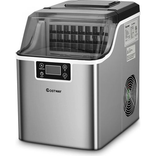 COSTWAY Eiswürfelmaschine Ice Maker, Eismaschine Eiswürfelbereiter inkl. Eiswürfelschaufel / 24 Eiswürfel in 15min / 18kg in 24 Std. /3,2L Wassertank