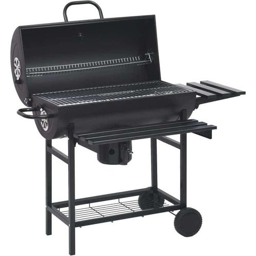 Grillwagen mit Rädern und Ablagen Schwarz Stahl 115x85x95 cm
