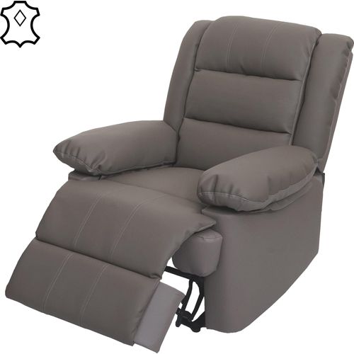 Fernsehsessel HWC-G15, Relaxsessel Liege Sessel, Leder + Kunstleder 101x87x100cm taupe