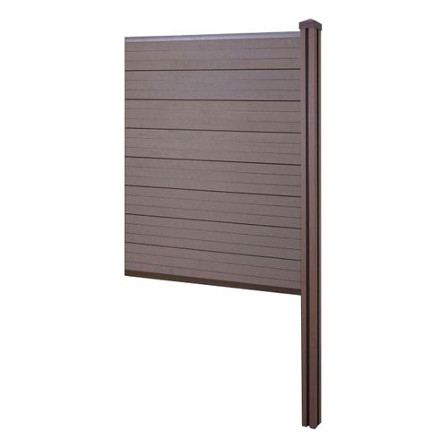 WPC-Sichtschutz Savoie, Zaun Windschutz, WPC-Pfosten zum Einbetonieren Erweiterungselement schmal, 98cm braun