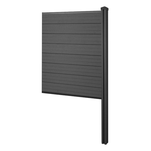WPC-Sichtschutz Sarthe, Zaun Windschutz, WPC-Pfosten zum Einbetonieren Erweiterungselement schmal, 98cm anthrazit