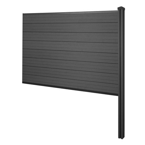WPC-Sichtschutz Savoie, Zaun Windschutz, WPC-Pfosten zum Einbetonieren Erweiterungselement, 188cm anthrazit