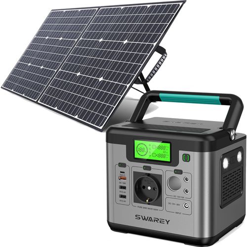 Tragbare 500W (Spitzenwert 1000W) Power Station Powerstation 518Wh/144000mAh Solar Generator Solargenerator Stromerzeuger Solarspeicher mit 100W Solarpanels Solaranlagen Solarladegerät Solarzelle Solarbox Akku Ladegerät Powerbank Typ-C/USB für Notstrom/Camping/Notfall/Reise/CPAP/Wohnmobile/zu Hause