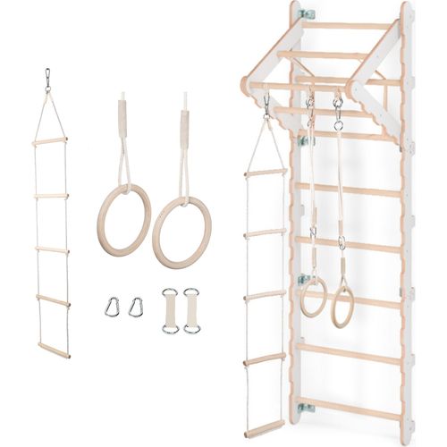 MAMOI® Klettergerüst Indoor, Sprossenwand für kinderzimmer, Turnringe kinder für klettern, Kletterwand und spielgeräte, Turngeräte mit Klimmzugstange für drinnen, Sportgeräte ab 3 jahren