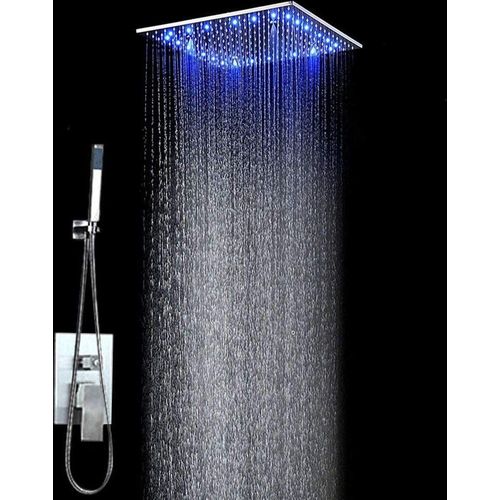 Handdusche Duschsystem LED Duschamatur Duschset Regendusche Duschkopf Duschsäule Duschstange Kopfbrause Handbrause Brausekopf 30x30cm