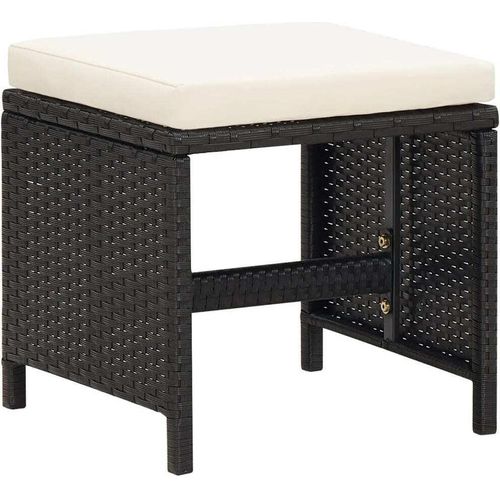 vidaXL Gartenhocker 4 Stk. mit Sitzkissen Poly Rattan Schwarz