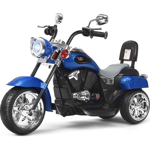 Elektromotorrad 6V, Kindermotorrad ab 3 Jahren, Elektro-Motorrad mit einstellbaren Scheinwerfern & Hupe & Pedalen (Blau)