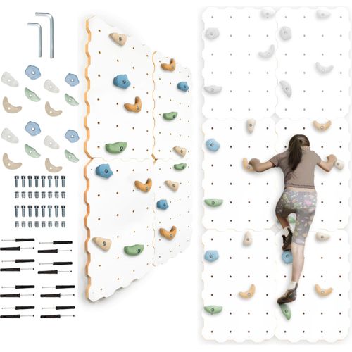 MAMOI® Kletterwand für kinderzimmer, Klettergerüst und spielgeräte indoor, Klettern mit Klettergriffe für kinder, Klettersteine, Kletterturm mit Griffe, Turngeräte 100% ECO
