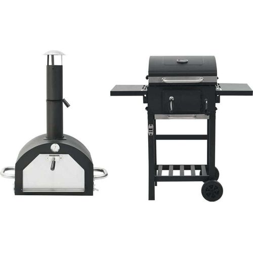 3-in-1 Outdoor-Pizzaofen & Grill Schwarz