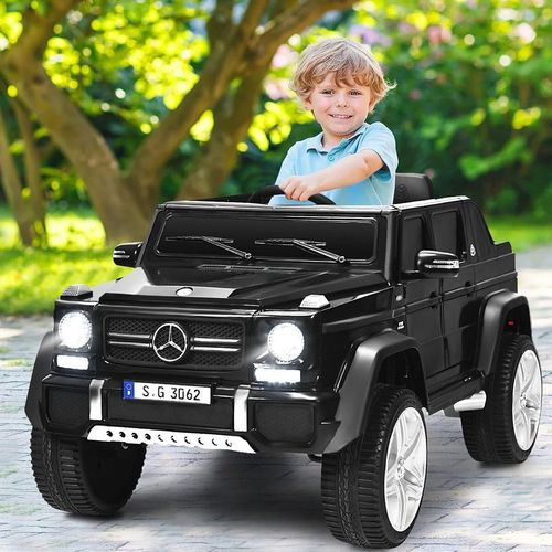 COSTWAY Mercedes Benz 12V Kinderauto mit Fernbedienung, MP3 LEDs, 2,5-5,5km/h (Schwarz)