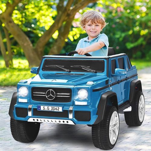 COSTWAY Mercedes Benz 12V Kinderauto mit Fernbedienung, MP3 LEDs, 2,5-5,5km/h (Blau)
