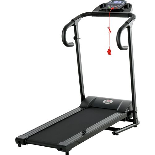 HOMCOM Laufband Klappbar elektrisch 500 W 0,8-10 km/h 0,75HP LCD-Display Handyhalterung geeignet für Home Gym Indoor Fitness Schwarz 123 x 62 x 117 cm