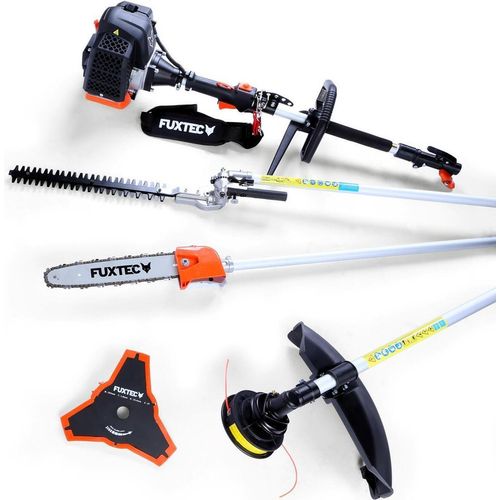 FUXTEC 4in1 Benzin Multigartengerät FX-MT152 - 52ccm³ | 3PS | 2-Takt | Easy Starter | 7,2Kg | 9-Zahn Rasentrimmer | Hochentaster | Heckenschere
