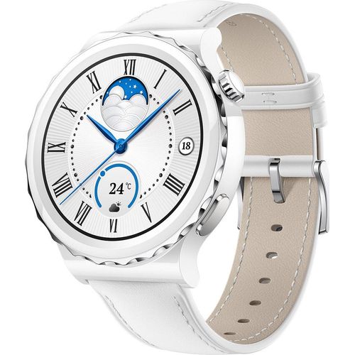 HUAWEI Watch GT 3 Pro-43mm Smartwatch/Fitnesstracker, weiß, White Leather