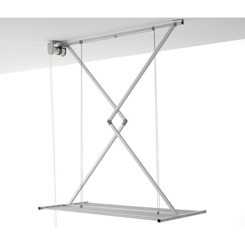 Decke Wäscheständer, vertikaler Wäscheständer für Decke, höhenverstellbar und verschließbar Wäscheleine für drinnen und draußen in Aluminium und Stahl, Foxydry Mini 120