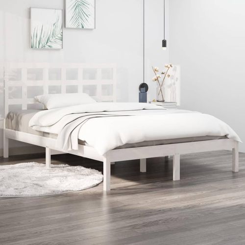Massivholzbett Weiß 150x200 cm 5FT King Size , Klassische Betten Design 2024