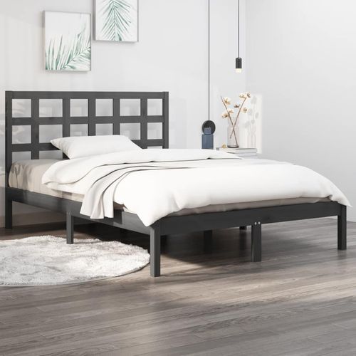 Massivholzbett Grau 200x200 cm , Klassische Betten Design 2024