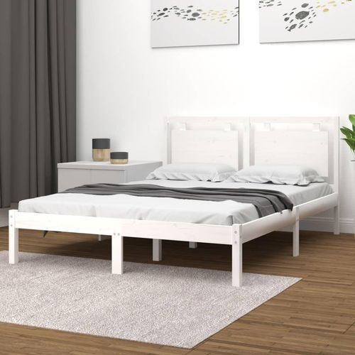 Massivholzbett Weiß 160x200 cm , Klassische Betten Design 2024