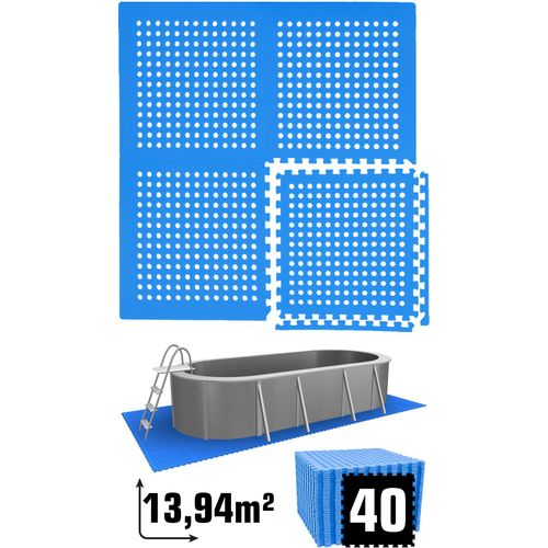 13,9 m² Poolunterlage - 40 EVA Matten 62x62 - Unterlegmatten Set Pool Unterlage