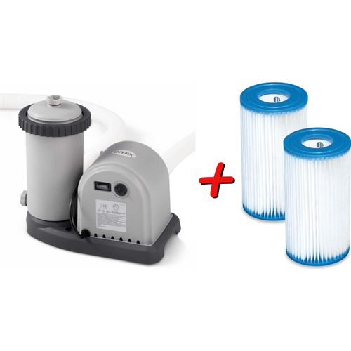 INTEX 28636GS Filterpumpe Poolpumpe 5678 L/h Schwimmbadpumpe Schwimmbecken + 2 extra Filterkartuschen