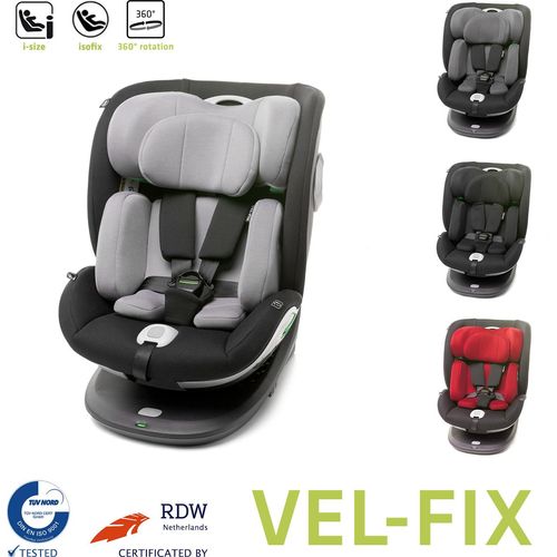 4BABY Kindersitz ISOFIX Vel-Fix 0-36 kg, BSC, 360 drehbar, I-SIZE, Grau