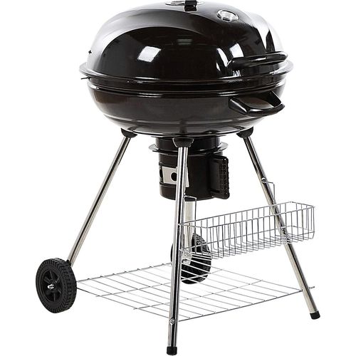 BELIANI Holzkohle-Kugelgrill Schwarz Stahl Rollbar mit Thermometer und Aschebehälter 2 Grillroste Ablagen Garten BBQ Outdoor Ausstattung