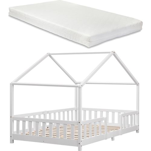 Kinderbett 'Treviolo' mit Matratze und Rausfallschutz 120x200cm Weiß