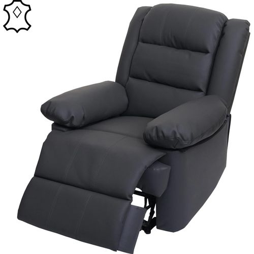 Fernsehsessel HWC-G15, Relaxsessel Liege Sessel, Leder + Kunstleder 101x87x100cm grau